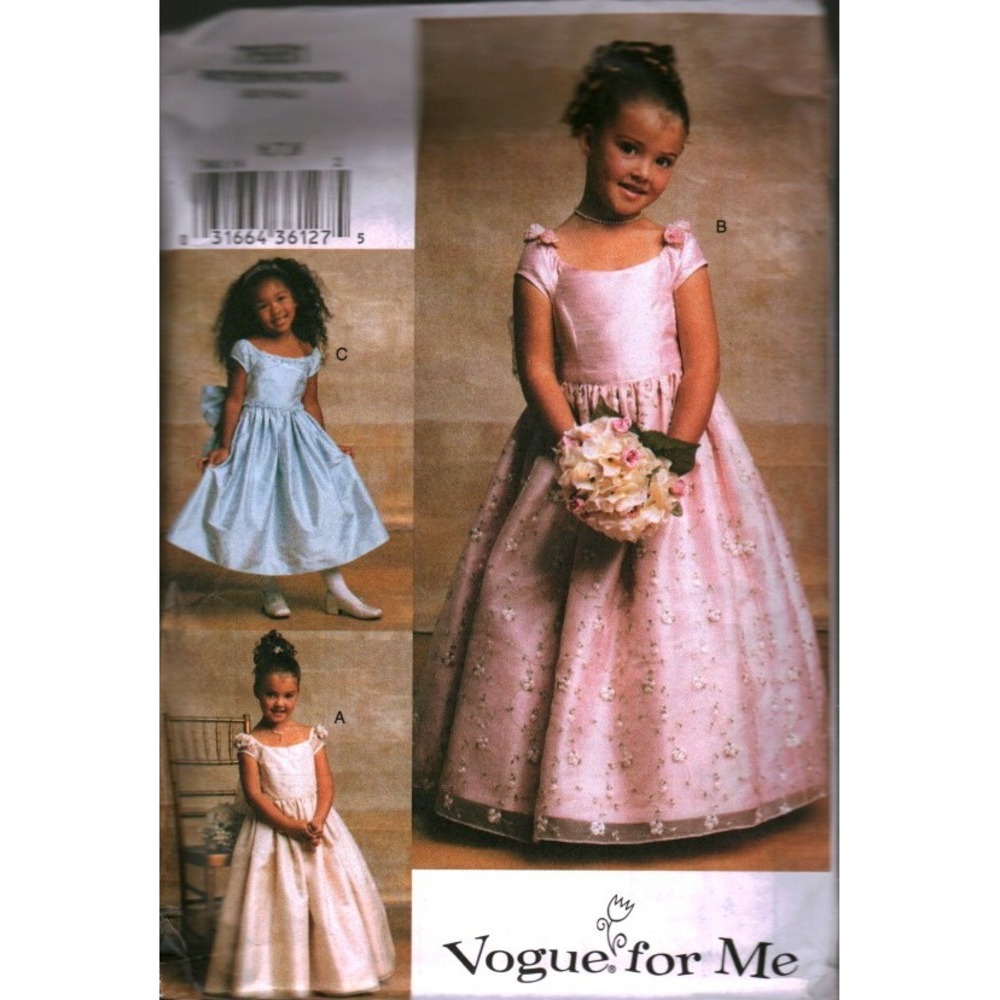 Vogue 7681 Girls Flower Girl Evening Dress Sewing Pattern Size 6-8 CUT